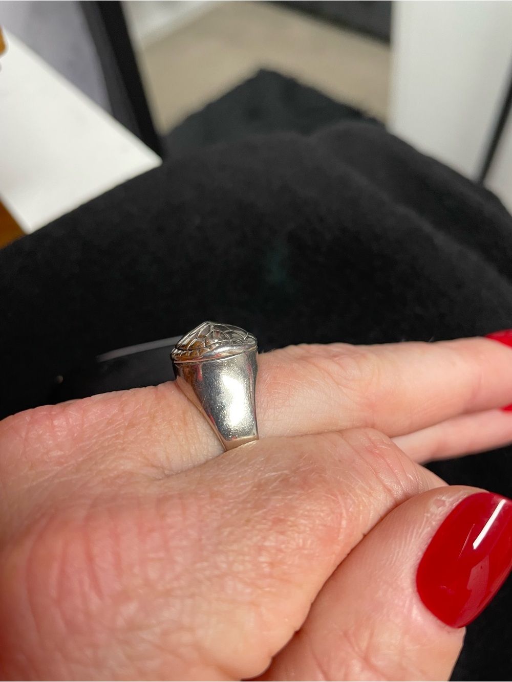 Vintage Mignon Faget Tortoise sterling Silver Ring - size 8 - Picture 2 of 5